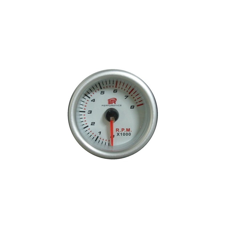 RELOJ TACOMETRO 8000RPM GASOLINA BTR 52mm BLANCO