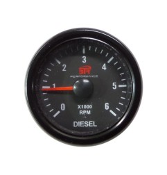 RELOJ TACOMETRO 6000RPM DIESEL BTR 52mm NEGRO